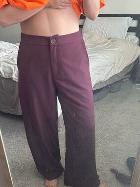 Wide Leg Maroon Pants